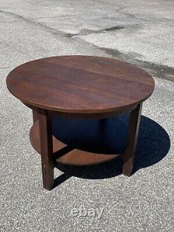 L and jg stickley 42 round center library table arts crafts oak mission