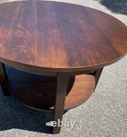L and jg stickley 42 round center library table arts crafts oak mission