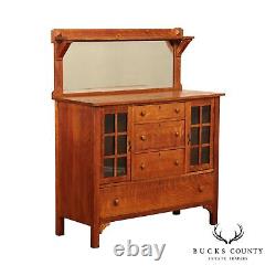 Larkin Co. Antique Mission Oak and Glass Sideboard Buffet