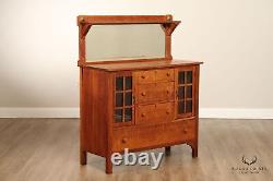 Larkin Co. Antique Mission Oak and Glass Sideboard Buffet