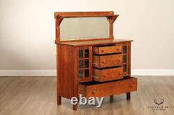 Larkin Co. Antique Mission Oak and Glass Sideboard Buffet