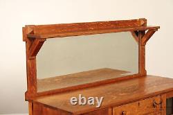 Larkin Co. Antique Mission Oak and Glass Sideboard Buffet