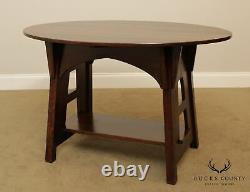 Limbert Antique Mission Arts and Crafts Oak Oval Library Table