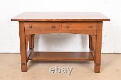 Limbert Antique Mission Oak Arts & Crafts Desk or Library Table, Refinished