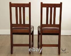 Limbert Antique Mission Oak Pair of Side Chairs