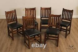 Limbert Antique Mission Set of Six Oak Dining Chairs