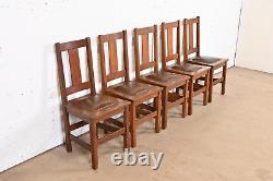 Limbert Mission Oak Arts & Crafts Dining Chairs, Set of Five