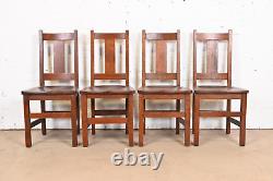 Limbert Mission Oak Arts & Crafts Dining Chairs, Set of Four