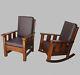 Limbert Set Antique Mission Oak Rocking Chair and Gentlemans Arm Chair Arts &
