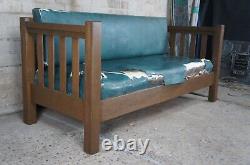 Mid Century Mission Arts & Crafts Oak Slat Back Sofa Settle Craftsman 72