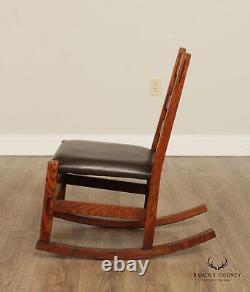 Mission Antique Oak and Leather Children's Rocking Chair
