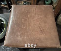 Mission Antique Redwood & Leather Arts Crafts Period Footstool Ottoman 1930's