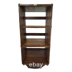 Mission Bookcase On Wheels Oak Wood Revolving Sargent Manufacturing Co Antique