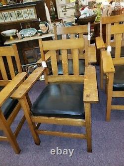 Mission Oak Arts And Crafts Arm Chairs by Chicago Mission Furniture Company
