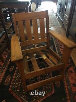 Mission Oak Charles Limbert Arm Chair #693 Signed Long Corbels no Cushion