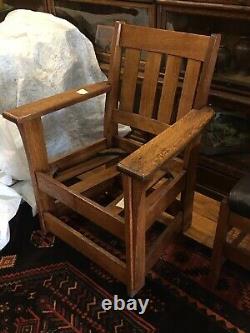 Mission Oak Charles Limbert Arm Chair #693 Signed Long Corbels no Cushion