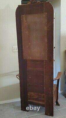 Mission Oak Hall Stand Storage Space Sitting Bench Mirror 82x33x16 Early 1900s