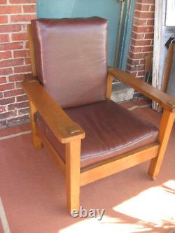 Mission Oak Stickley Brothers Large Arm Chair/Leather #703 Original
