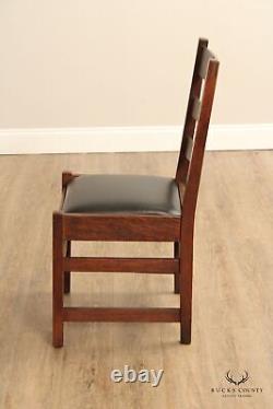 Mission Style Assembled Set of Seven Oak Ladder Back Dining Chairs