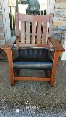 Mission Style Gustav Stickley Quarter Sawn Oak Rocking Chair Restored