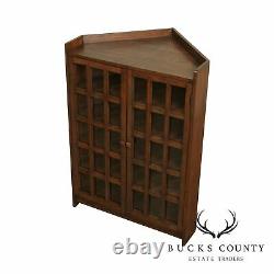 Mission Style Oak Corner Bookcase Cabinet