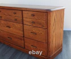 Mission Style Oak Dressser of Nine Drawers