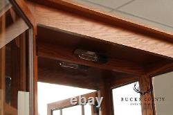 Mission Style Pair of Glass Door Oak Display Curio Cabinets