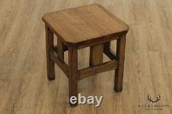 Mission Style Pair of Oak Taboret Side Tables