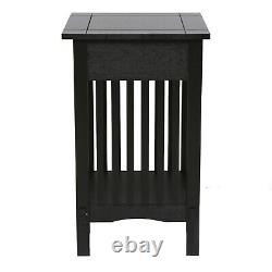 Mission Style Telephone Stand in Antique Black Oak White Finish with Drawer