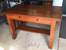 Mission Tiger Oak Art Deco Arts And Craft Library Table/desk-nice Antique Piece