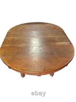 Mission oak tiger quaint furniture stickley dining table with boards old surface