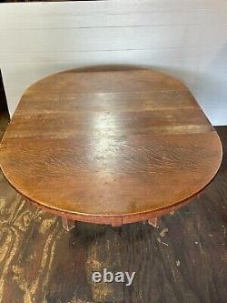Mission oak tiger quaint furniture stickley dining table with boards old surface