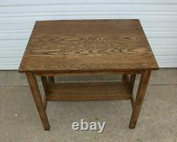 OLD Arts & Crafts Mission Oak Library Diamond Pierce Slat Side Table Desk Office