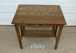 OLD Arts & Crafts Mission Oak Library Diamond Pierce Slat Side Table Desk Office