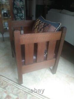 Oversized Stickley Era Mission Oak Even Arm Cube Chair- Pristine Original Finish