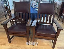 Pair Mission Oak Arm Chairs