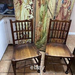 Pair of Derby Co. Antique Solid Mission Oak Arts & Crafts Chairs