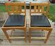 Pair of Solid Oak Mission Bar Stools