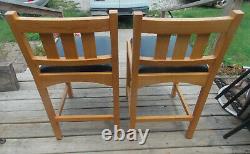 Pair of Solid Oak Mission Bar Stools