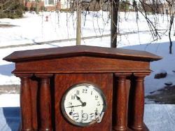 Pequegnat Pantheon Shelf Mantle Clock Original Oak Finish Painted Dial Canada