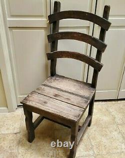 Primitive Antique Vintage Arts and Crafts Mission Style Oak Low Chair ART