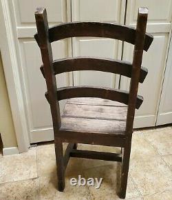 Primitive Antique Vintage Arts and Crafts Mission Style Oak Low Chair ART