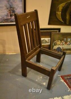 Primitive Antique Vintage Arts and Crafts Mission Style Oak Low Chair with Inlay
