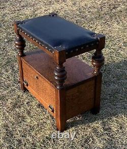 RESTORED Mission Arts & Crafts Furniture Tiger Oak Ottoman Footstool Bench Seat