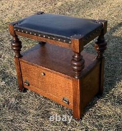 RESTORED Mission Arts & Crafts Furniture Tiger Oak Ottoman Footstool Bench Seat