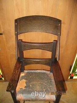 Rare Antique Limbert Mission Arts & Crafts Oak High Chair & Childs Chair