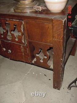 Rare Antique Mission Oak Arts & Crafts Desk Phonograph Record Player Victrola