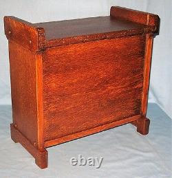 Rare Antique Solid Oak Counter/table Top/stand Floor Stool Cabinet Misson Style