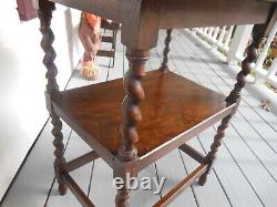 Rare Style Solid Oak 2 Tier Barley Twist Lamp Side End Table From Eng