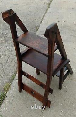 Rare Victorian Metamorphic Chair Library step stool Marked T S